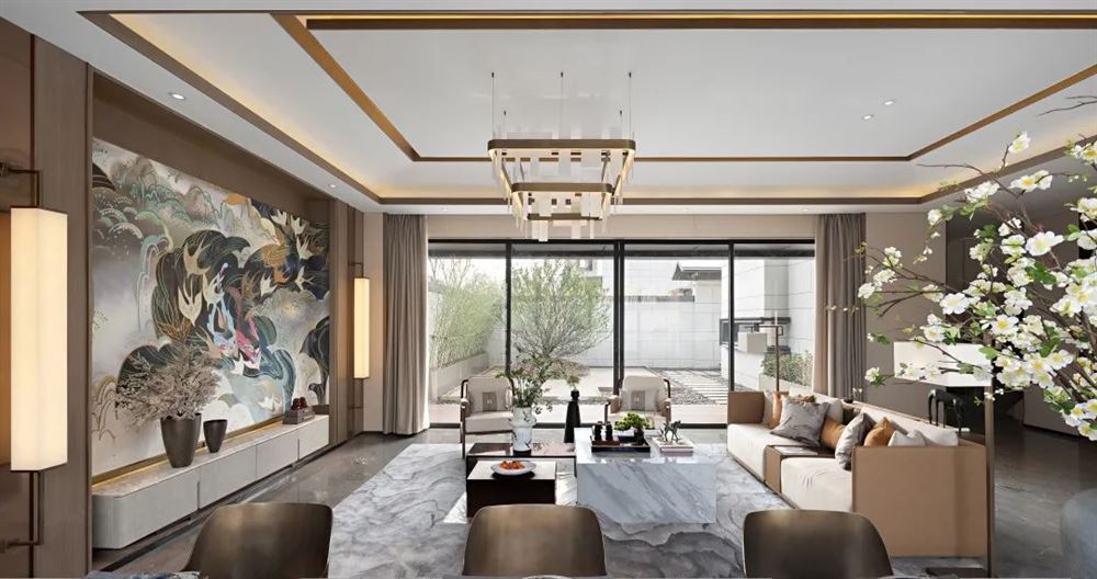广州装修公司现代中式风格别墅装修效果图-广州罗马庄园200平米